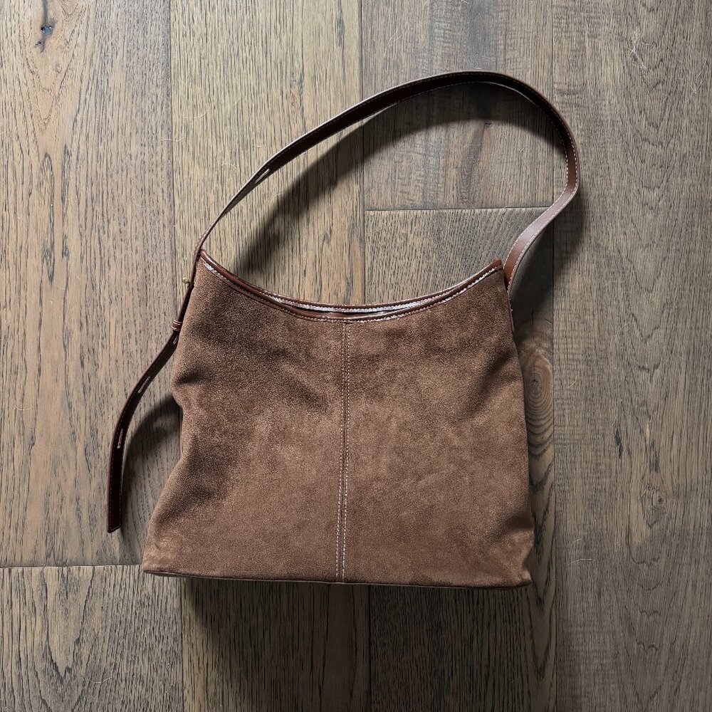 Primark Women's Slouchy Double Sided Brown Faux Suede Tote Shoulder Bag